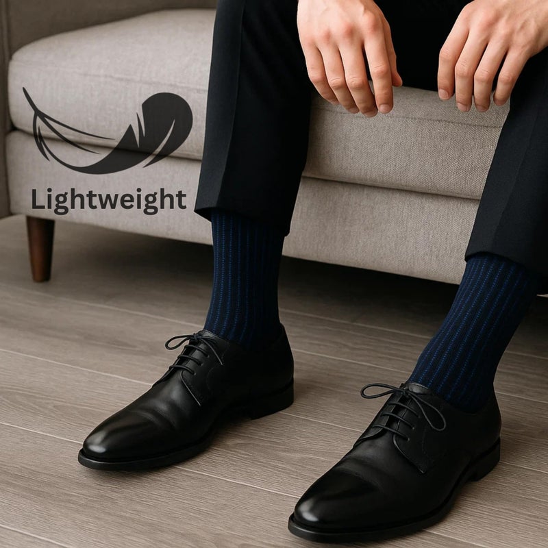 Alpine Swiss Mens Dress Socks 6 Pair Crew Sock Cotton Dress Socks for Men Solid Ribbed Argyle Pattern Multicolor Fun Designs Office Pack - Image 2